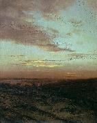 Evening. Migration of birds,